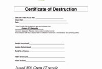016 Certificate Of Destruction Template Ideas Bunch For Throughout Free throughout Awesome Certificate Of Disposal Template