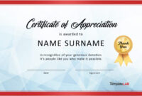 26 Free Certificate Of Appreciation Templates And Letters within Thanks Certificate Template