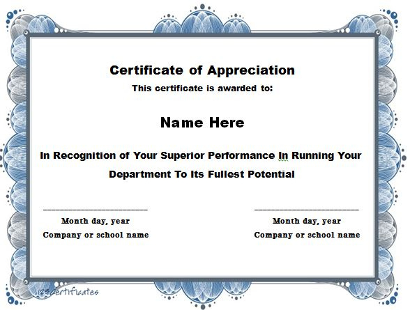31 Free Certificate Of Appreciation Templates And Letters - Free inside Fantastic Template For Certificate Of Appreciation In Microsoft Word