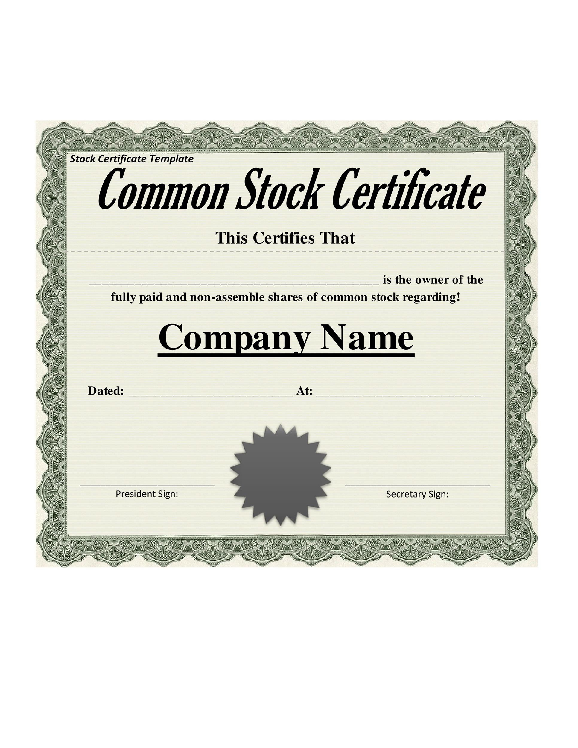 40+ Free Stock Certificate Templates (Word, Pdf) ᐅ Templatelab with regard to Template For Share Certificate