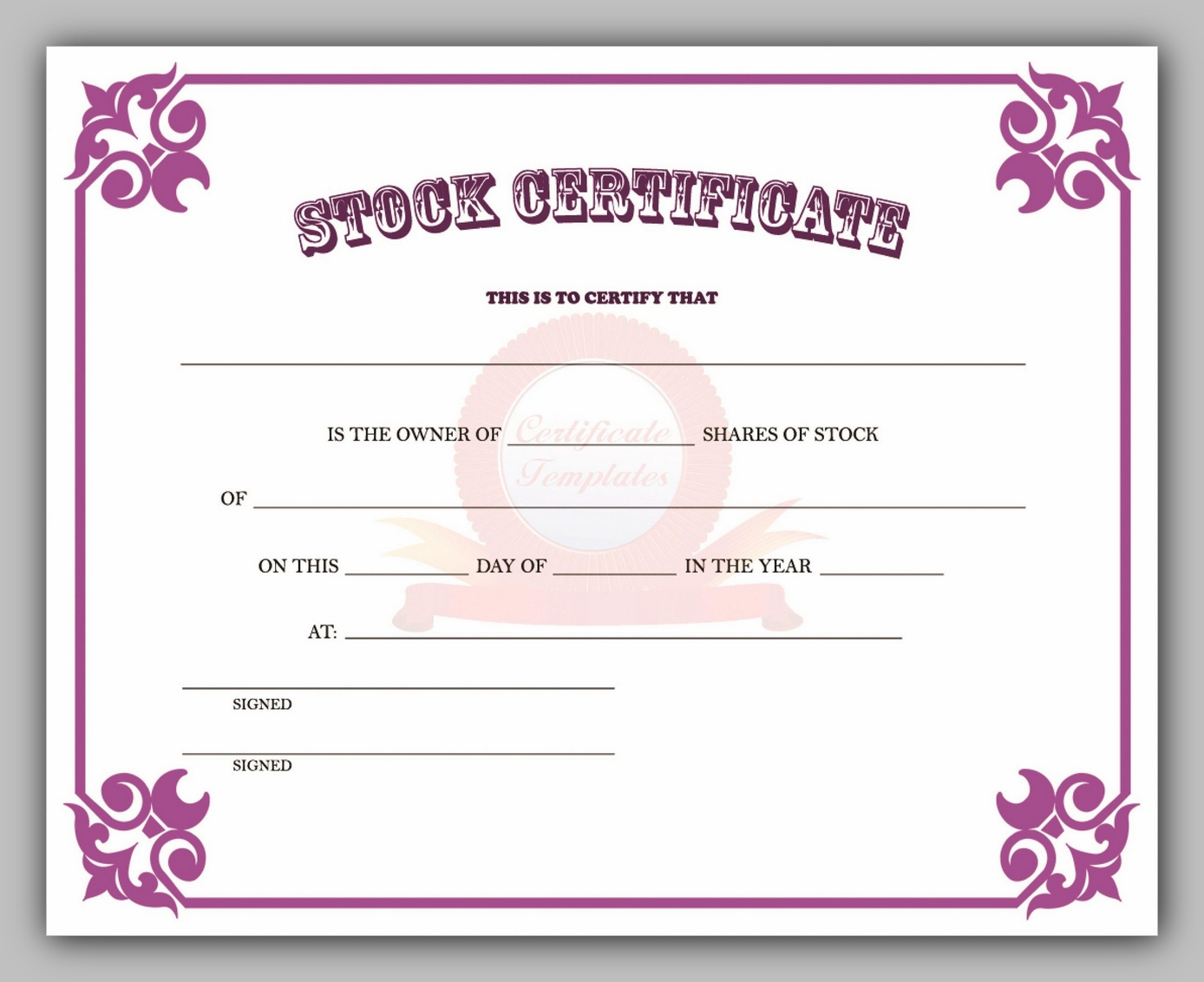 43 Free Share Certificate Template - Redlinesp with Template For Share Certificate