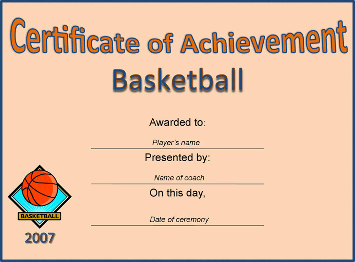 5+ Sports Certificates Free Download for 7 Basketball Achievement Certificate Editable Templates