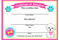 50% Off Sale Puppy Dog Adoption Certificates Instant intended for Amazing Pet Adoption Certificate Template