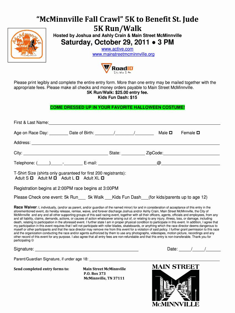 5K Race Registration Form Template Inspirational Printable 5K within 5K Race Certificate Template