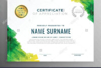 Abstract Green Certificate Of Appreciation Template Stock Pertaining To pertaining to Boot Camp Certificate Template