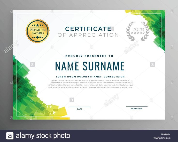 Abstract Green Certificate Of Appreciation Template Stock Pertaining To pertaining to Boot Camp Certificate Template