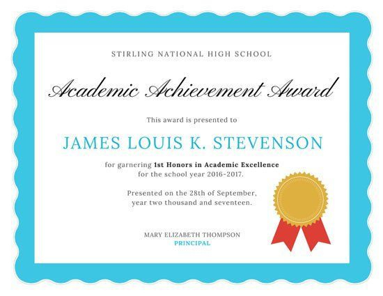 Academic Excellence Certificate | Awards Certificates Pertaining To regarding Academic Excellence Certificate