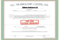 Addictionary for Llc Membership Certificate Template