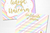 Adopt A Unicorn Certificate Unicorn Rainbow Birthday Party | Etsy with New Puppy Birth Certificate Free Printable 8 Ideas