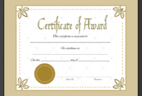 Award Certificate Of Excellence Template throughout 7 Scholarship Award Certificate Editable Templates