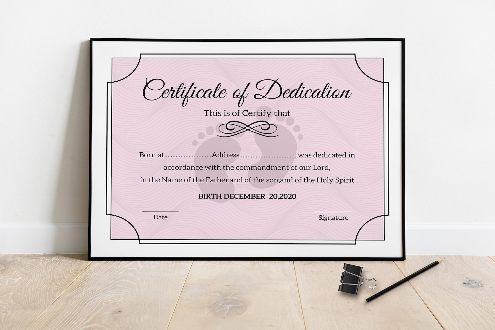 Baby Dedication Certificate Certificate Template Photoshop | Etsy throughout Amazing Baby Dedication Certificate Template