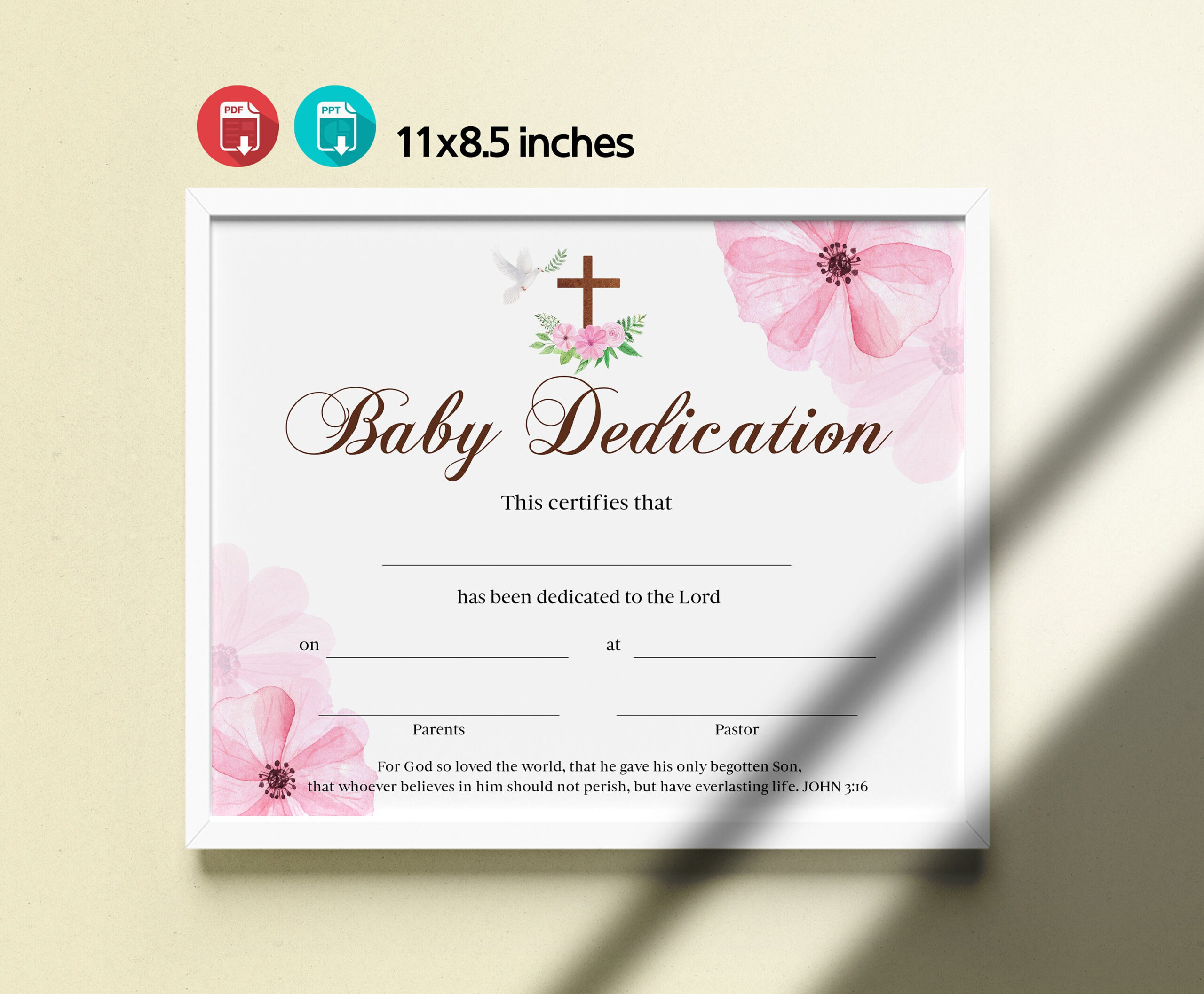 Baby Dedication Certificate Girl Baby Dedication Certificate | Etsy throughout Baby Dedication Certificate Template