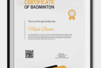 Badminton Certificate Template with Simple Badminton Achievement Certificate Templates