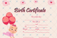 Birth Certificate Template (Balloons) – Word Layouts | Birth for Birth Certificate Templates For Word