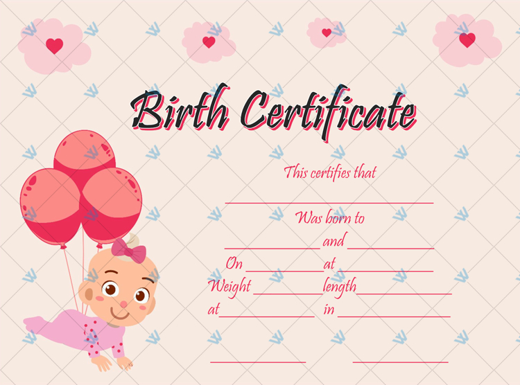Birth Certificate Template (Balloons) - Word Layouts | Birth for Birth Certificate Templates For Word
