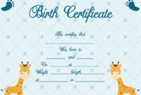 Birth Certificate Template (Giraffe) – Word Layouts | Birth Certificate in Birth Certificate Templates For Word