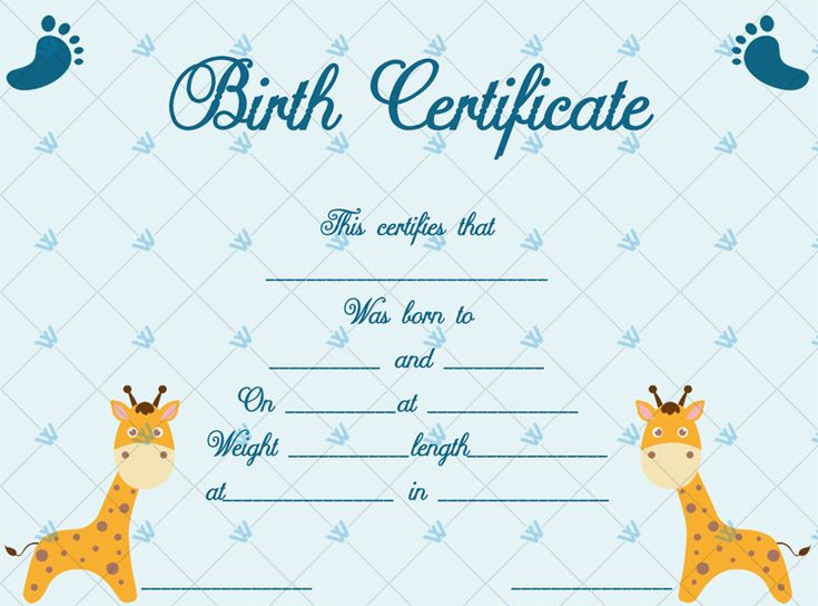 Birth Certificate Template (Giraffe) - Word Layouts | Birth Certificate in Birth Certificate Templates For Word