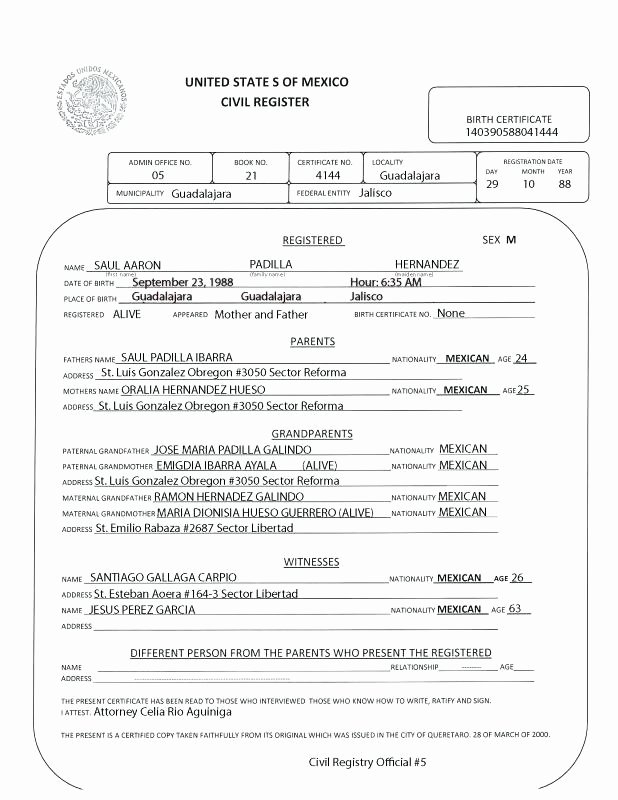 Birth Certificate Translation Template English To Spanish (4 for Birth Certificate Translation Template