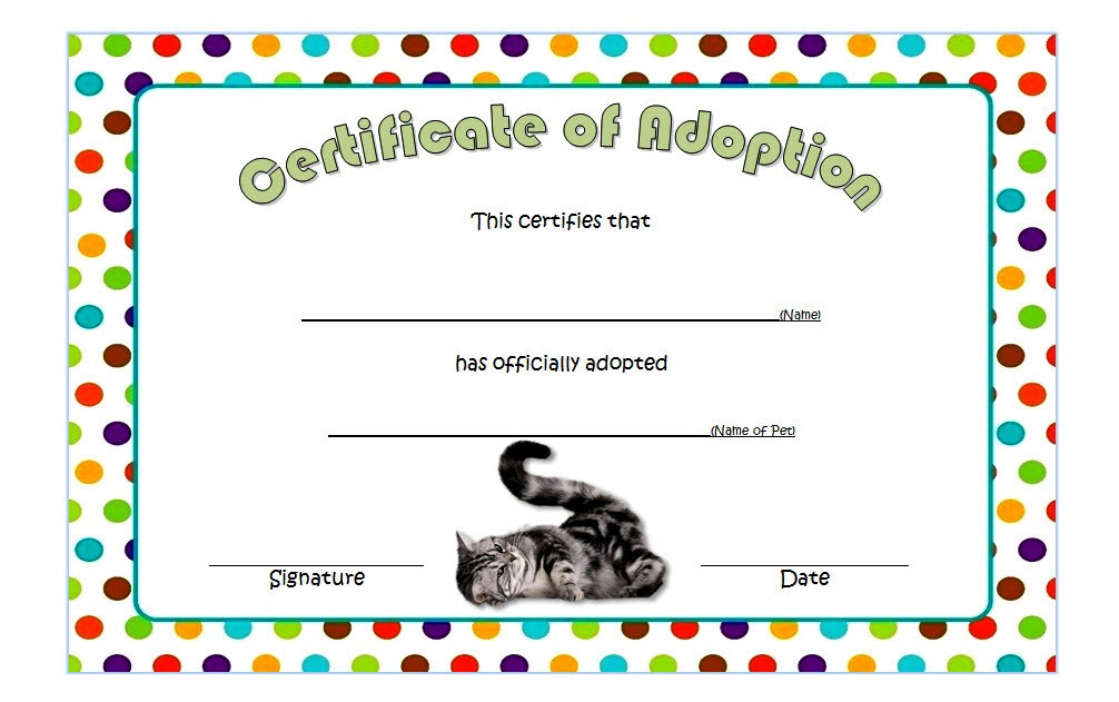 Cat Adoption Certificate Templates Free [9+ Update Designs 2019] with regard to Amazing Pet Adoption Certificate Template