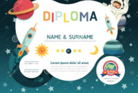 Certificate Kids Diploma, Kindergarten Template Layout Space Bac Stock intended for Simple Art Award Certificate Free Download 7 Concepts
