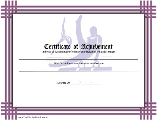 Certificate Of Achievement - Gymnastics Printable Certificate pertaining to Simple Gymnastics Certificate Template