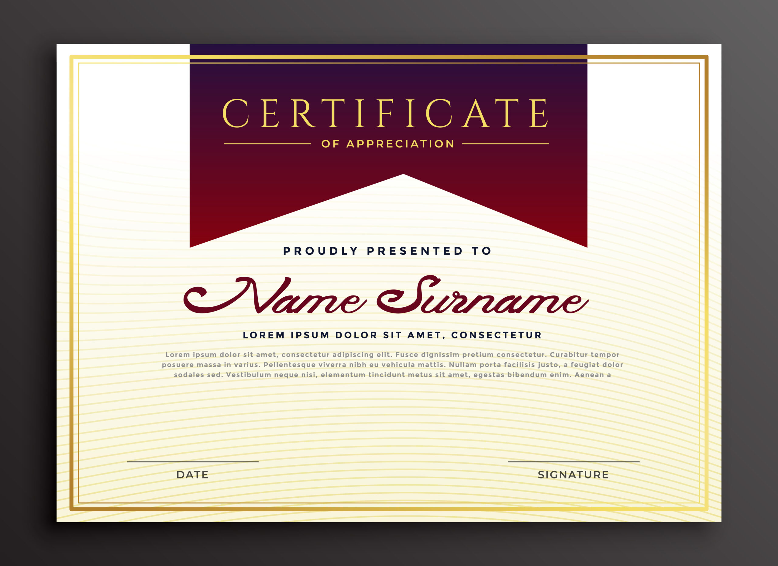 Certificate Of Appreciation Business Template - Download Free Vector inside Template For Recognition Certificate