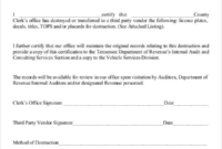 Certificate Of Destruction Template (10) - Templates Example for Awesome Certificate Of Disposal Template