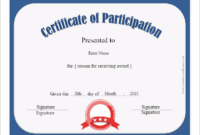 Certificate Of Participation Template Pdf (7) – Templates Example for Fresh 7 Free Printable Softball Certificate Templates
