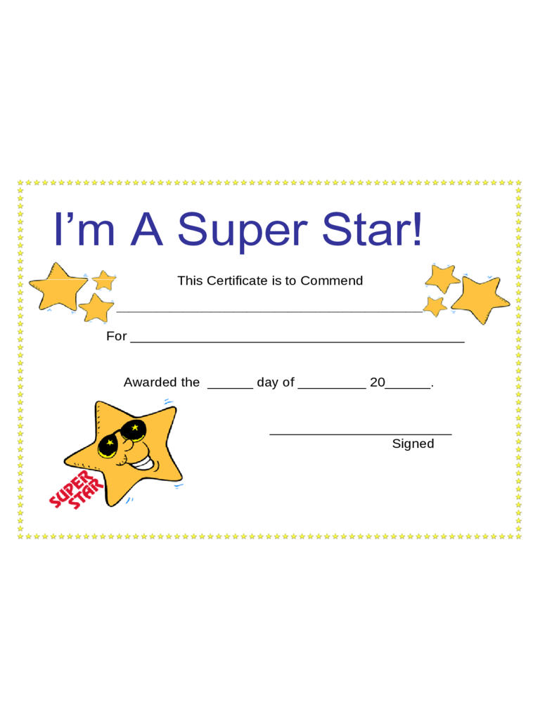 Certificates For Kids - 2 Free Templates In Pdf, Word, Excel Download with regard to Awesome Star Award Certificate Template
