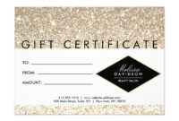 Champagne Gold Glitter Salon Gift Certificate | Zazzle.ca | Salon Gifts with regard to Salon Gift Certificate Template