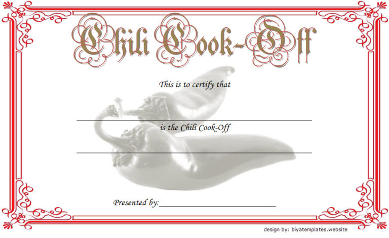 Chili Cook Off Certificate Templates [10+ New Designs Free Download] for Bake Off Certificate Template