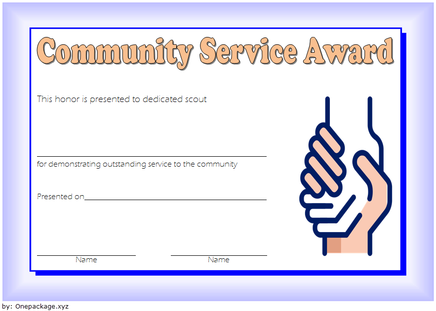 Community Service Award Certificate Template Free 4 within New 9 Math Achievement Certificate Template Ideas