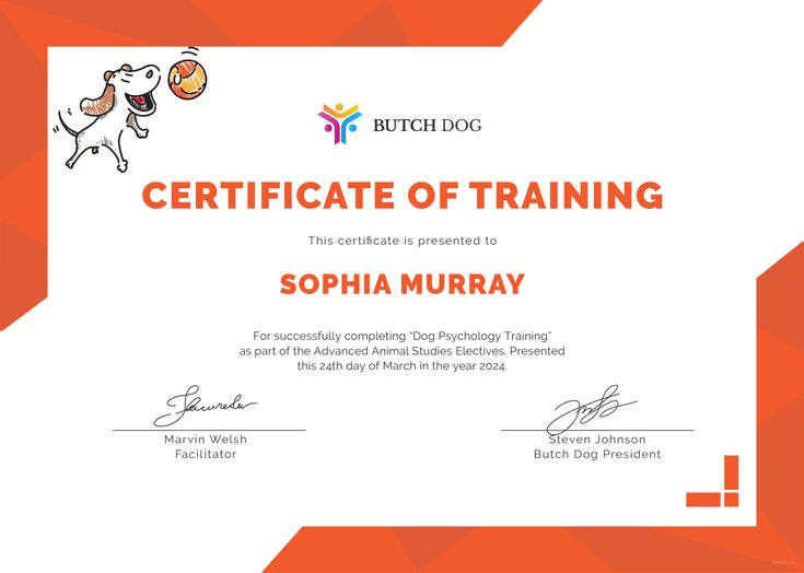 Dog Training Certificate Template [Free Jpg] - Google Docs, Illustrator inside Amazing Dog Obedience Certificate Template