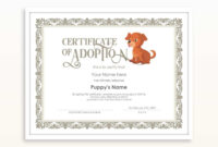 Editable Certificate Of Adoption Dog Template Printable With Regard To in Amazing Pet Adoption Certificate Template
