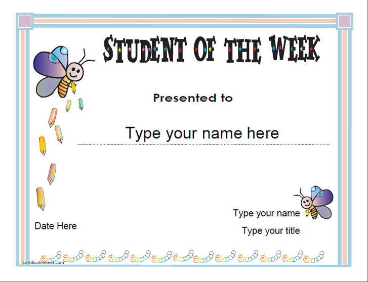 Education Certificates Student Of The Week Certificatestreet Com within Student Of The Week Certificate Templates