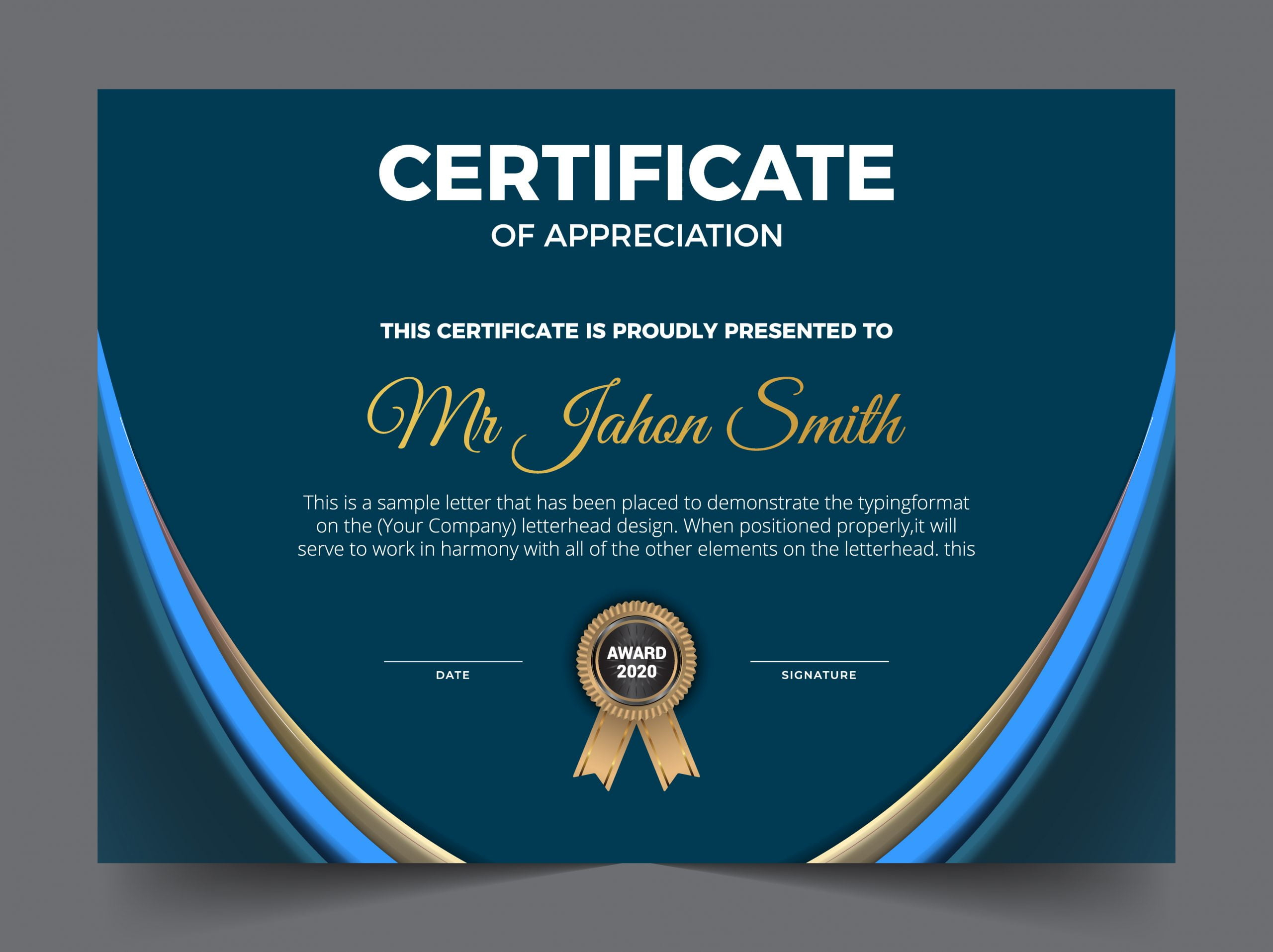 🤵🏿 ️ Free Certificate Of Appreciation Award Template - Graphicsfamily regarding Fresh Thanks Certificate Template