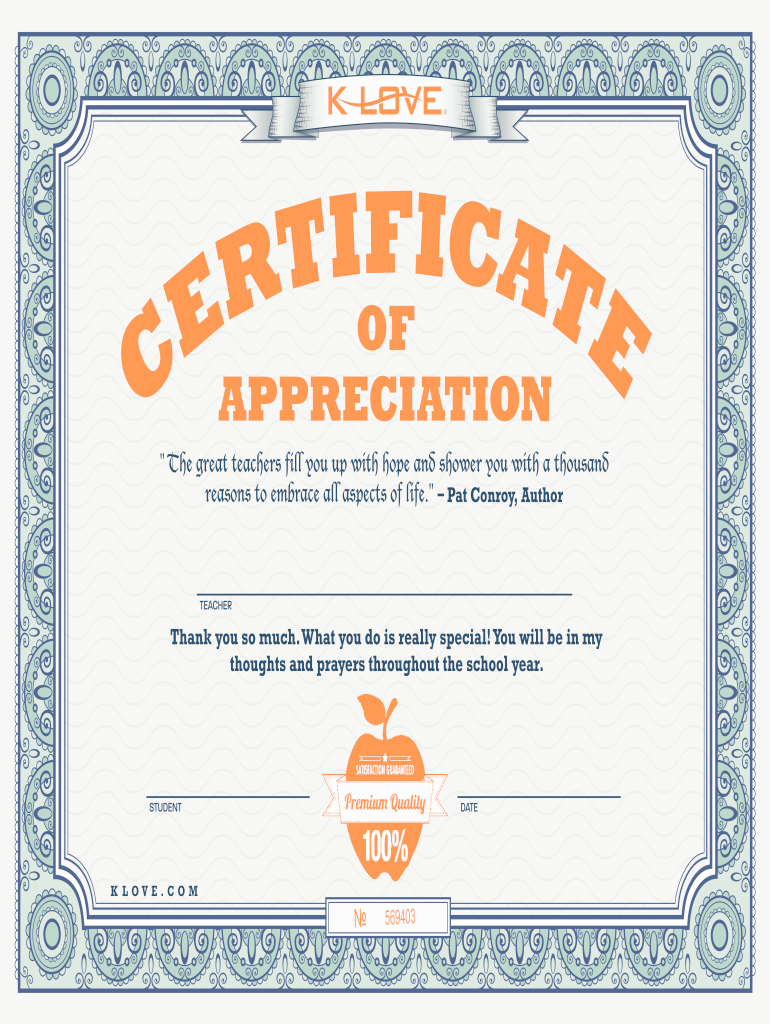 Fill Certificate Appreciation Template - Fill Online, Printable in Gratitude Certificate Template
