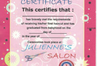 First Haircut Certificate for New First Haircut Certificate