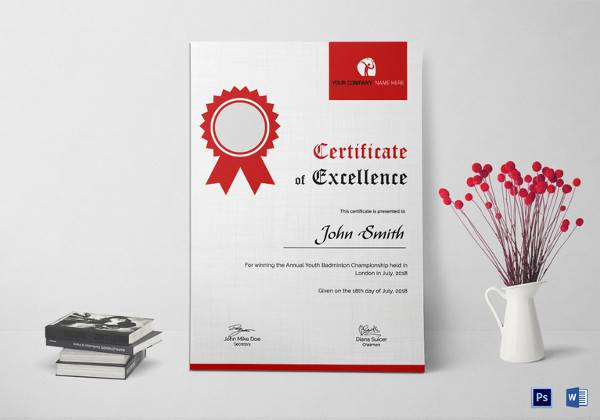 Free 36+ Psd Certificate Templates In Psd | Ai | Ms Word | Indesign pertaining to Badminton Achievement Certificate Templates