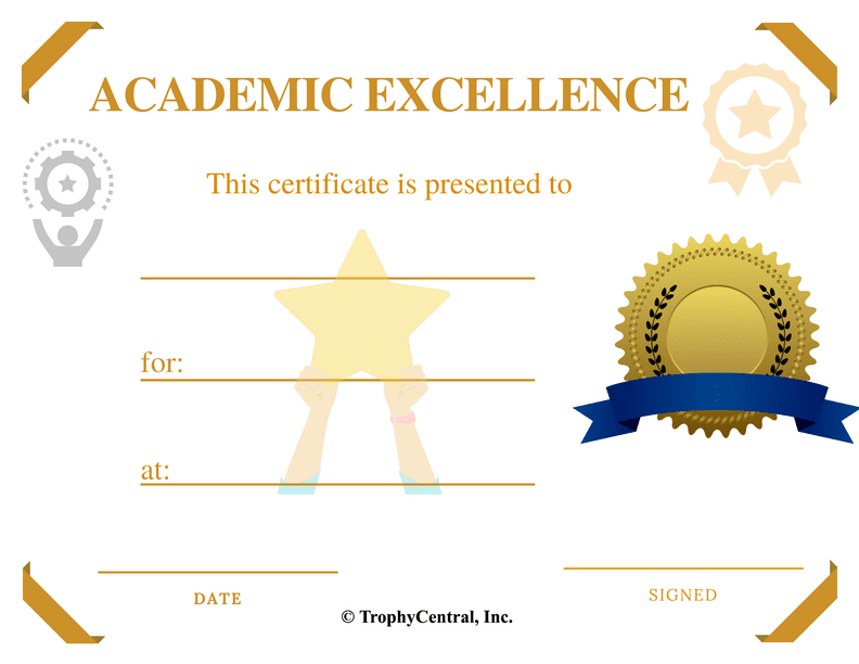 Free Academic Excellence Certificate Template | Trophycentral for Academic Excellence Certificate