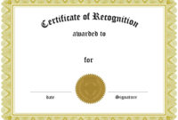 Free Certificate Of Recognition Template | Customize Online within Free Printable Blank Award Certificate Templates