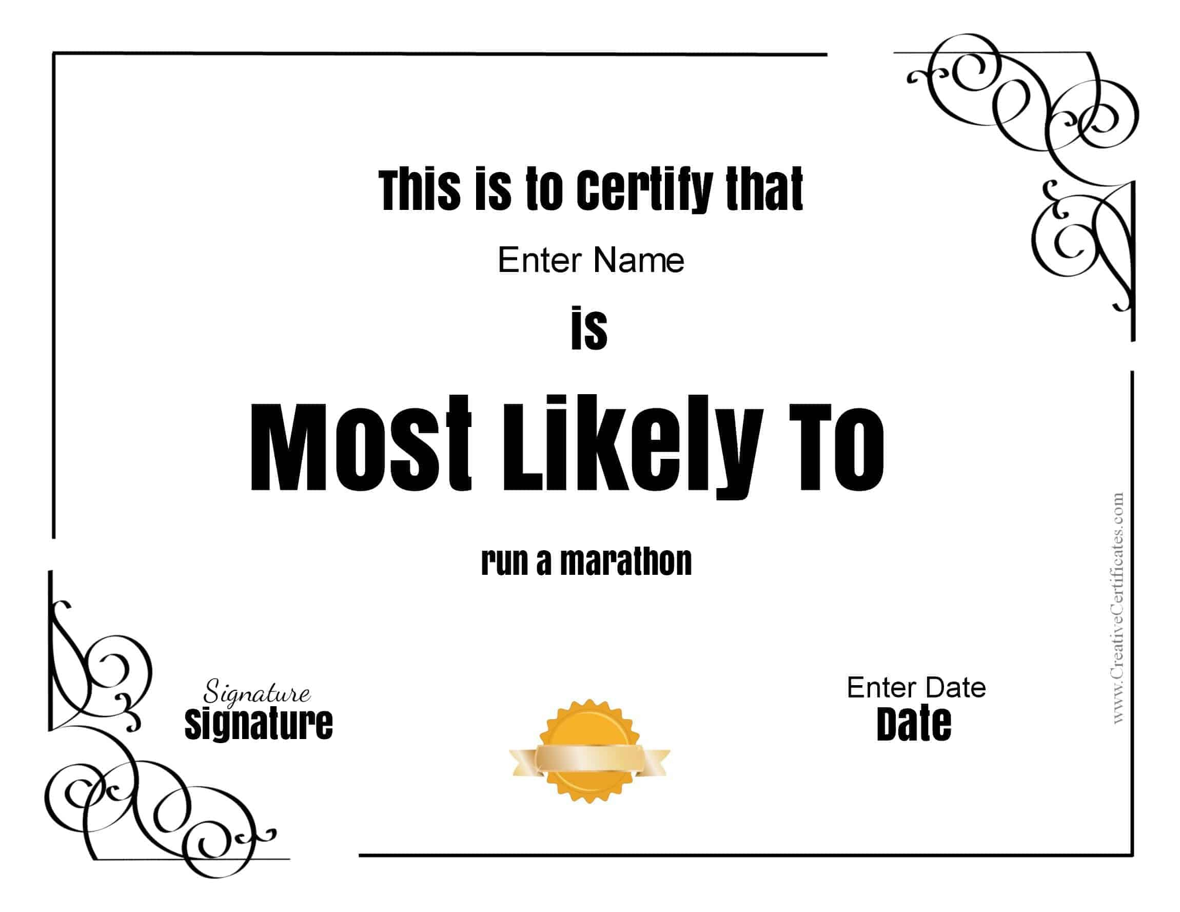 Free Customizable &quot;Most Likely To Awards&quot; with Awesome Most Likely To Certificate Template Free