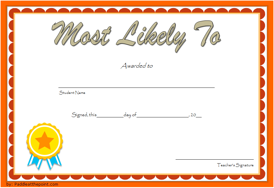 Free Most Likely To Certificate Template 4 | Certificate Throughout regarding Most Likely To Certificate Template Free