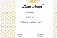 Gold Dance Award Template | Certificate Templates, Free Printable throughout Hip Hop Certificate Templates
