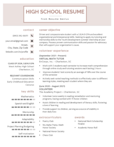 High school Student Resume Template Excel