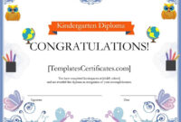 Kindergarten Diploma Certificate Template | Kindergarten Diploma with Graduation Gift Certificate Template Free