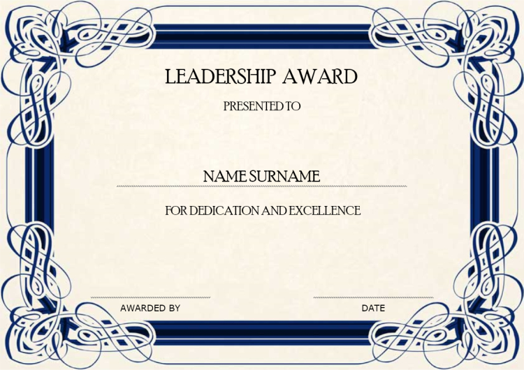 Leadership Award | Mydraw intended for Leadership Award Certificate Templates