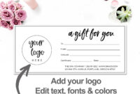 Modern Gift Certificate Template Printable Editable Gift | Etsy | Gift in Awesome Custom Gift Certificate Template