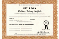 Pet Rock Obedience Training Certificate – 1976 inside Dog Obedience Certificate Template