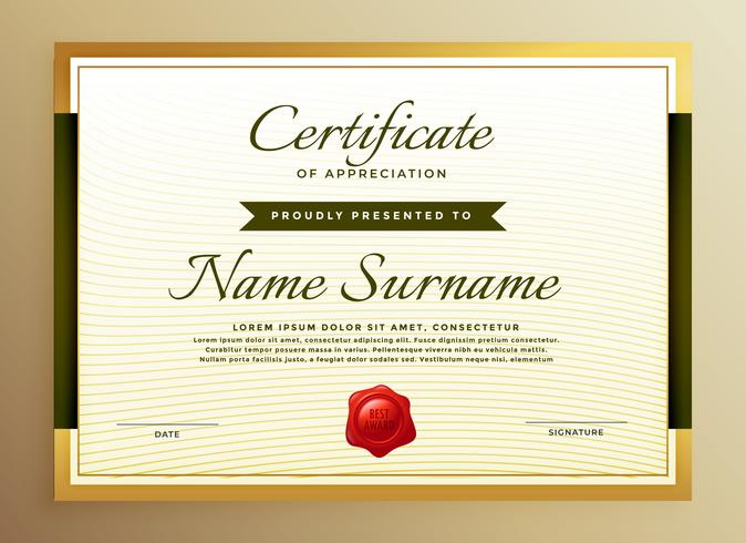 Premium Golden Certificate Of Appreciation Template - Download Free throughout Amazing Template For Recognition Certificate